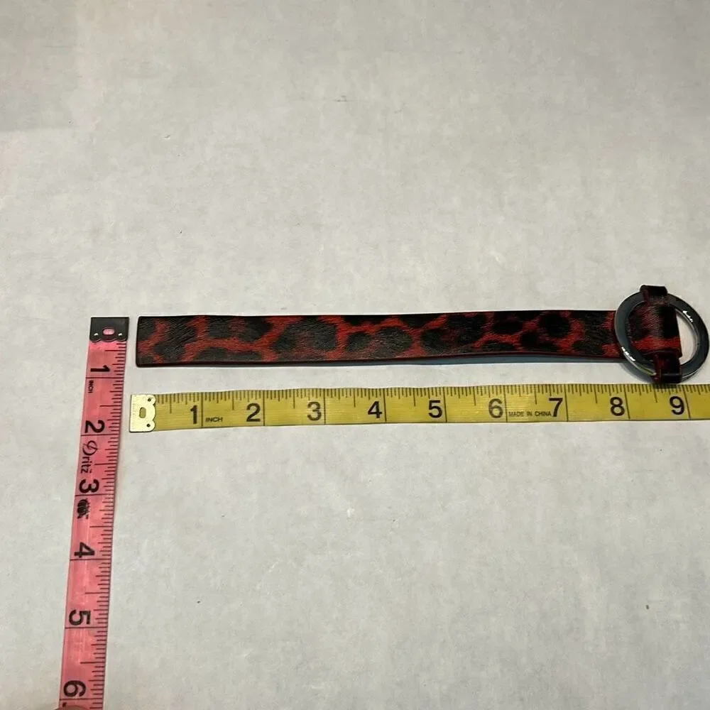 Wrap Bracelet Red Black Animal Print Leopard Cheetah Silver Buckle NWOT